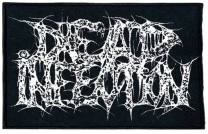 DEAD INFECTION - embroidered WHITE Logo Patch on black DEAD INFECTION - embroidered WHITE Logo Patch on black