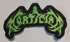 MORTICIAN - Embroidered shaped Patch green Logo (by SMG)