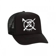 ANTI-MUSIC - Embroidered Logo TRUCKER HAT (BLACK/BLACK)