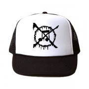 ANTI-MUSIC - Embroidered Logo TRUCKER HAT (BLACK/WHITE)