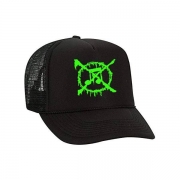 ANTI-MUSIC - gesticktes Logo TRUCKER HAT (NEON GREEN)