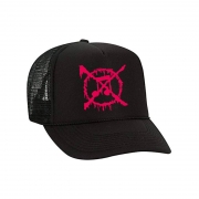 ANTI-MUSIC - Embroidered Logo TRUCKER HAT (NEON PINK)