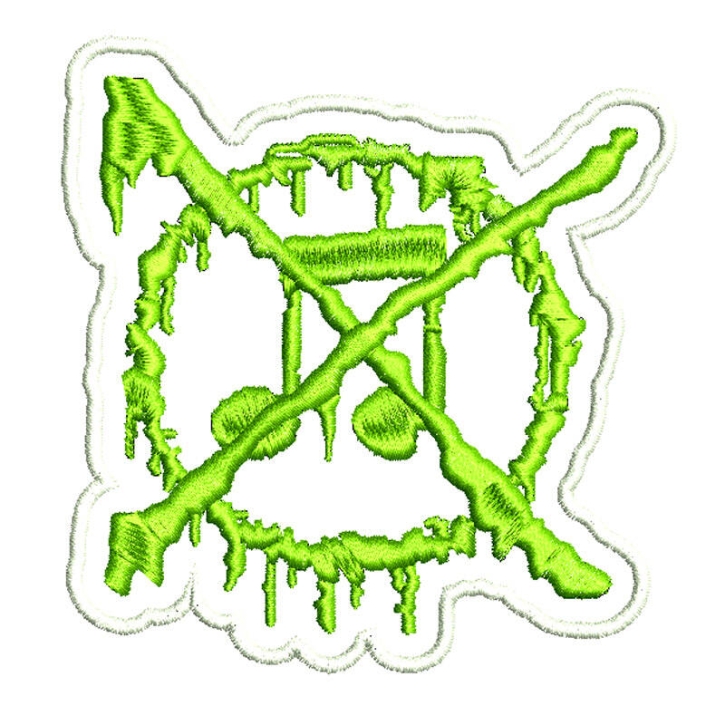 ANTI-MUSIC - cutout embroidered Patch (NEON GREEN ON WHITE) (by SMG)