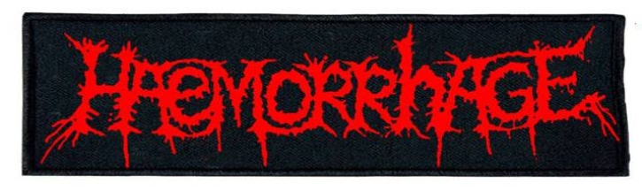 HAEMORRHAGE - red on black Logo embroidered Patch (by SMG)