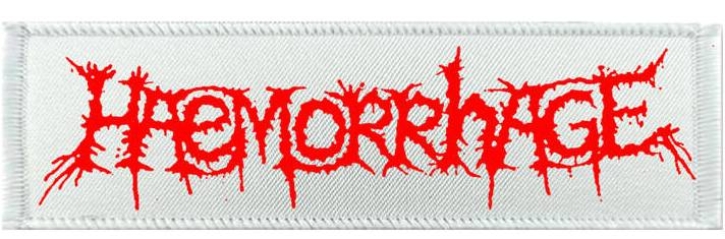 HAEMORRHAGE - red on white Logo embroidered Patch (by SMG)