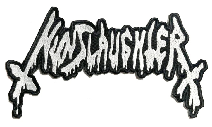 NUNSLAUGHTER - embroidered Big WHITE Logo Patch - 27 x 15 cm 10.63'' × 5.91'') (by SMG)